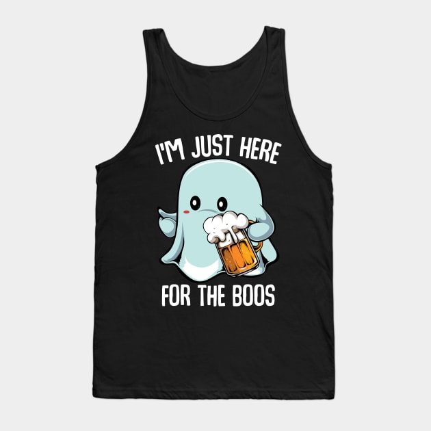 Ghost - I'm Just Here For The Boos - Halloween Ghost Beer Pun Tank Top by Lumio Gifts